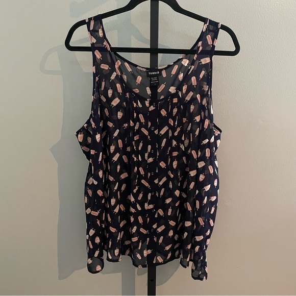 Torrid Chiffon Popsicle Print Tulip Back Tank Size 1X - Picture 2 of 10